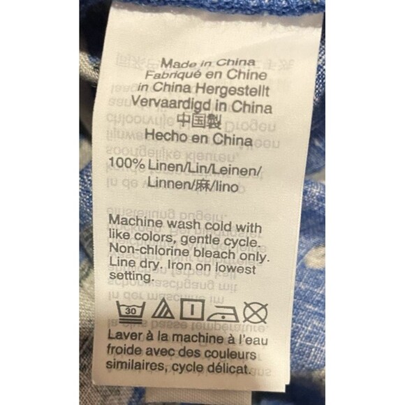 J. Crew Tropical coastal Linen Wide Leg Pants Tie Belt Blue floral size 6 beachy - Picture 9 of 9